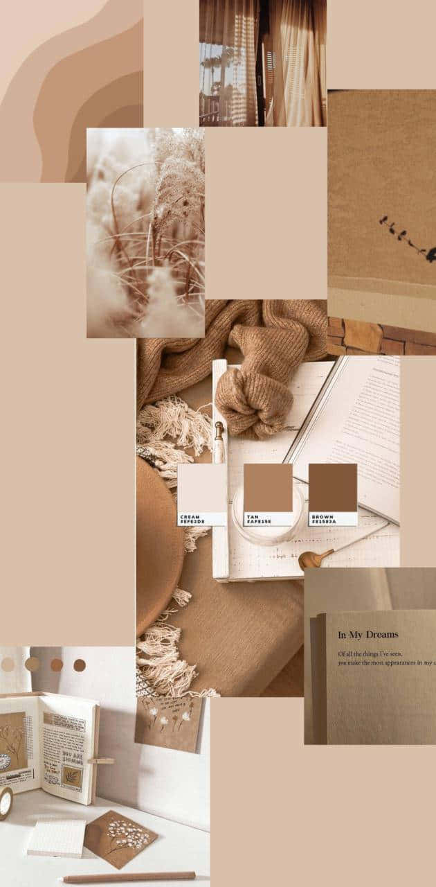 Beige Tan Aesthetic Collage Wallpaper