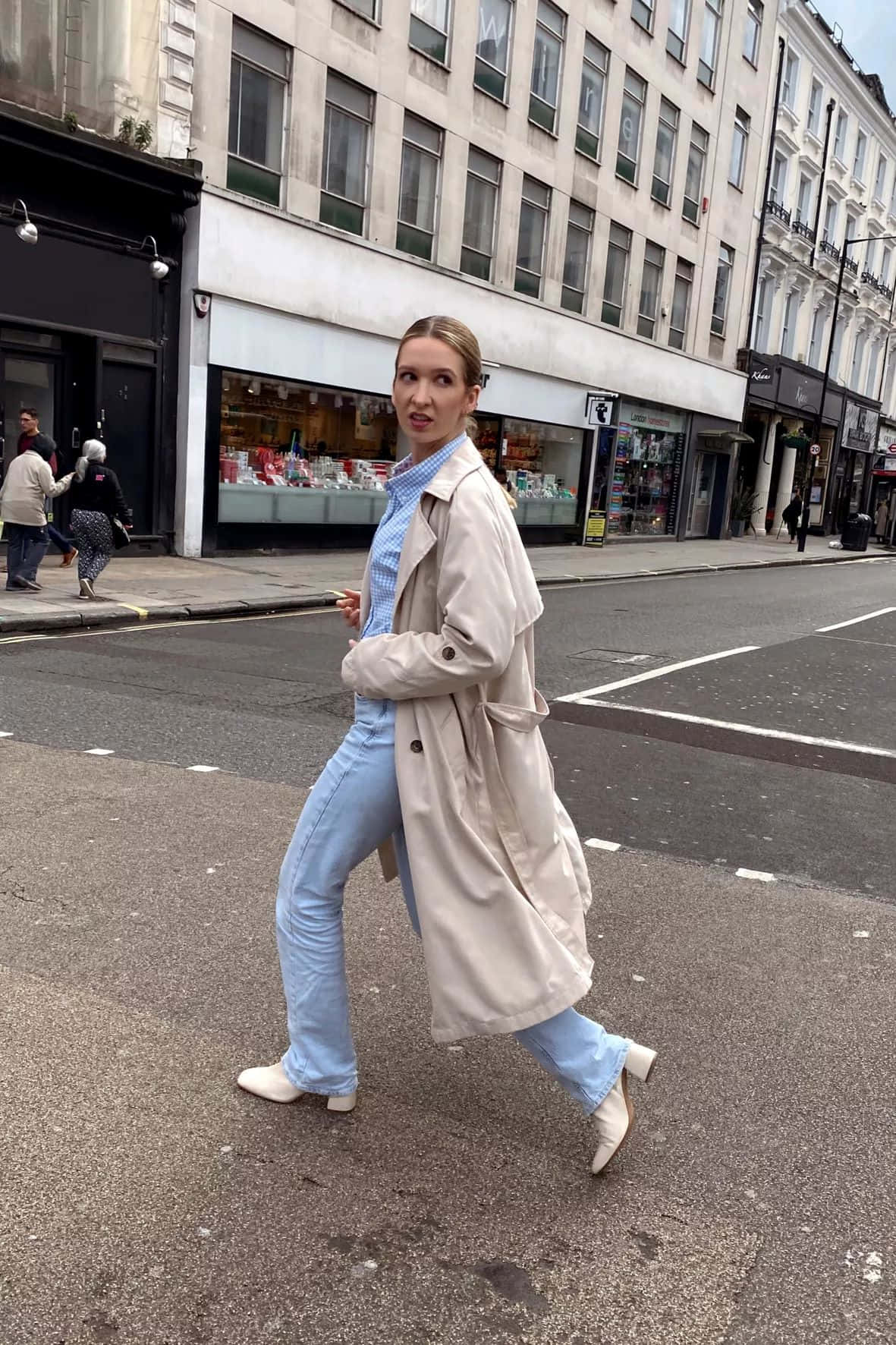 Beige Trench Coat Street Style Wallpaper