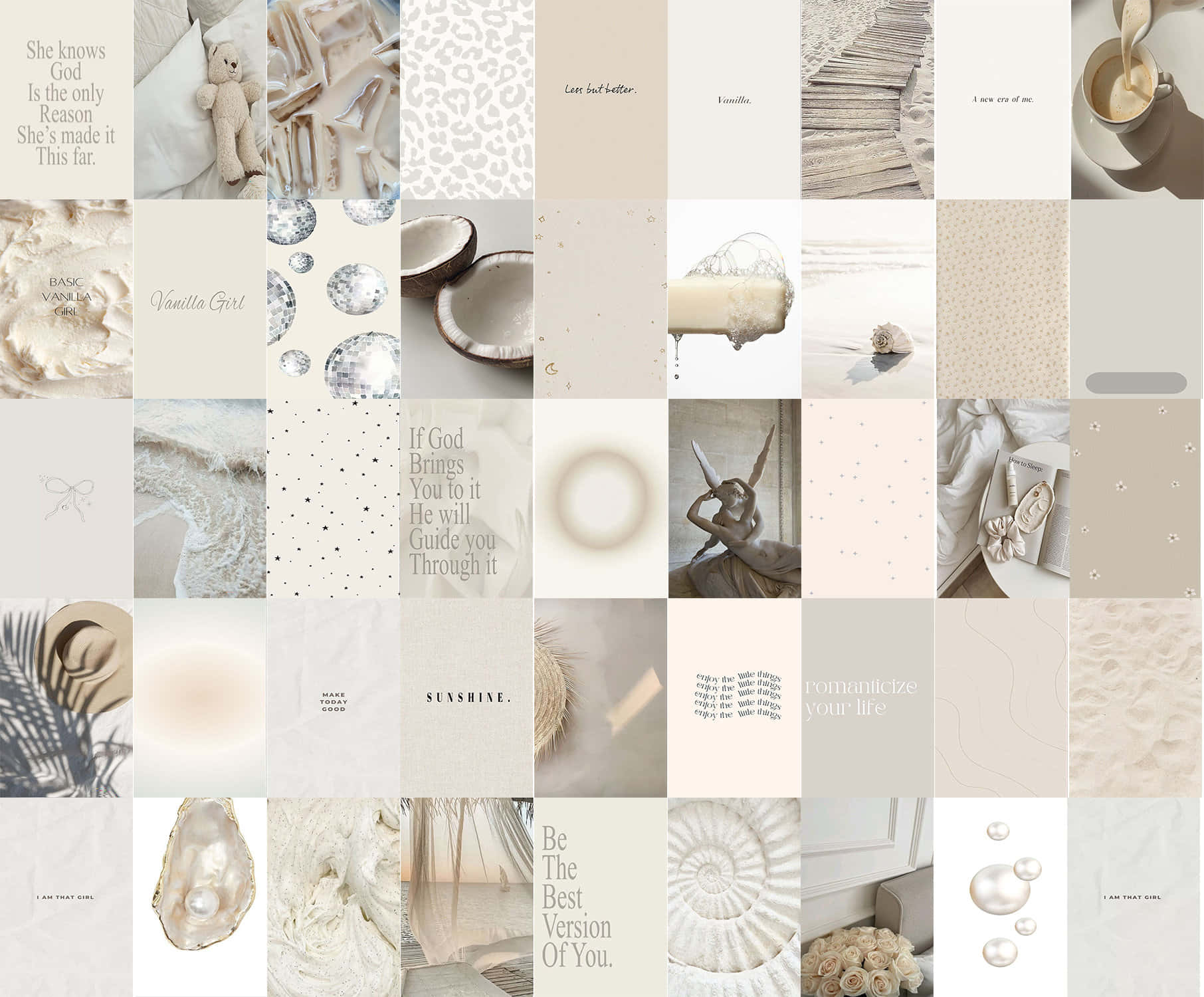 Beige Vanilla Aesthetic Collage Wallpaper