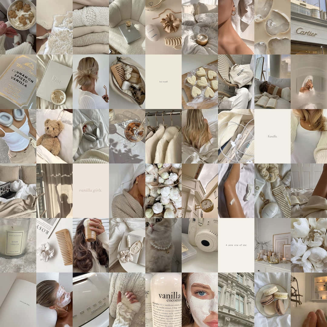 Beige Vanilla Aesthetic Collage Wallpaper