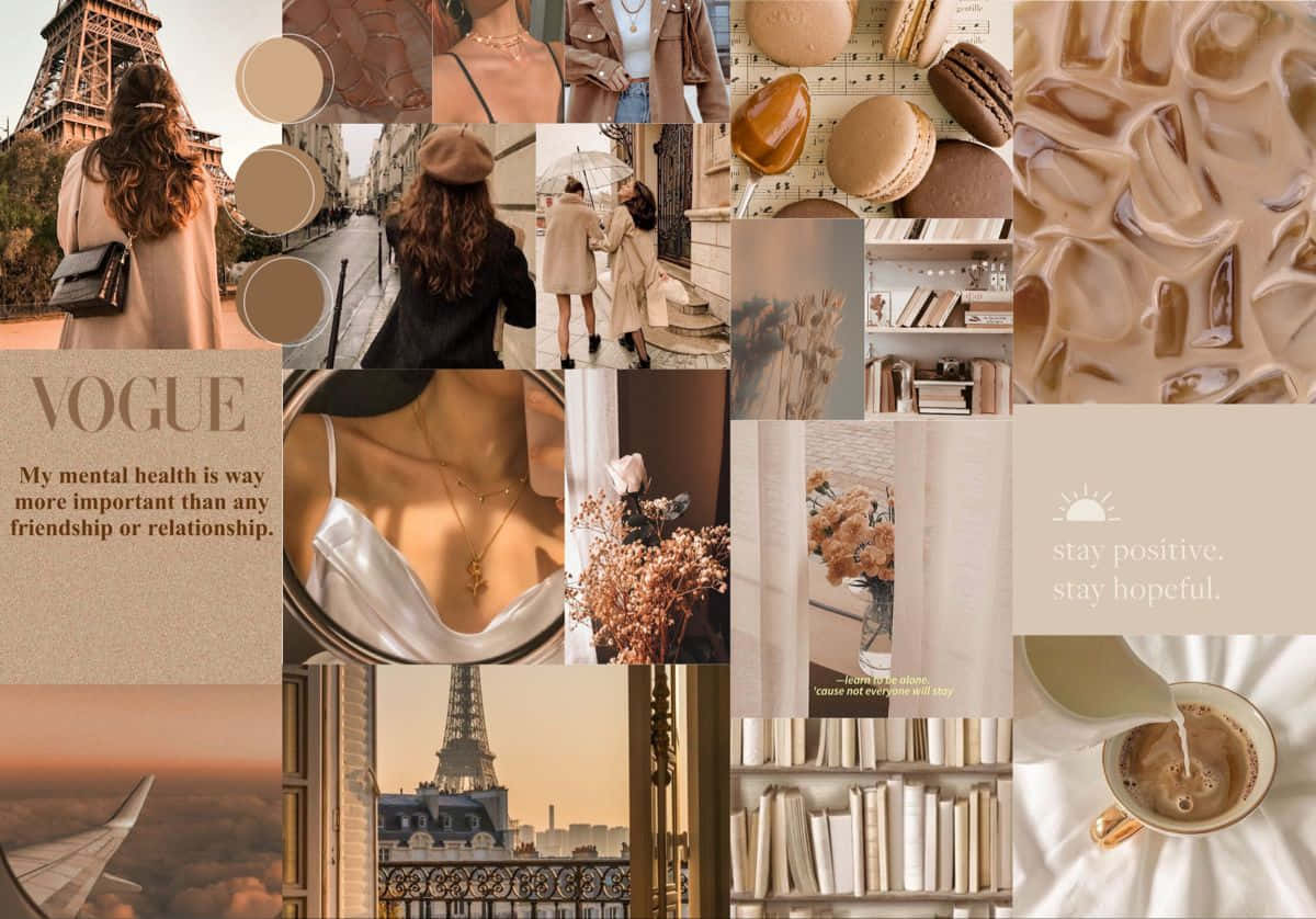 Beige Vanilla Aesthetic Collage Wallpaper