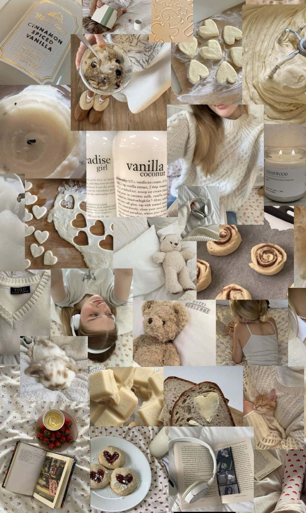 Beige Vanilla Aesthetic Collage Wallpaper