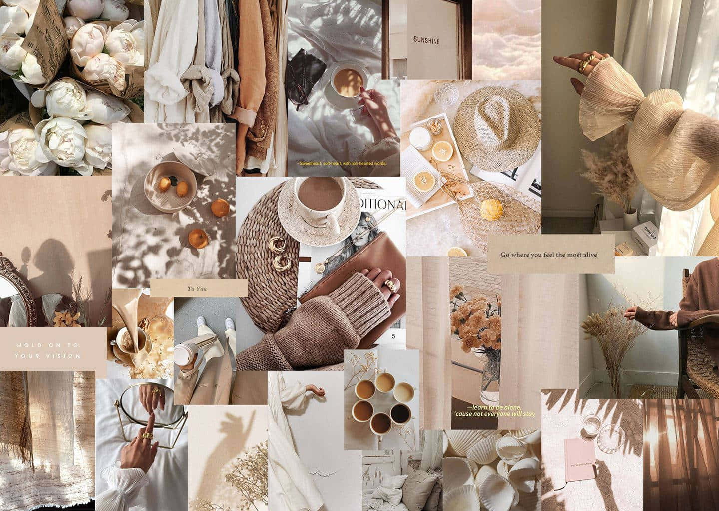 Beige Vanilla Aesthetic Collage Wallpaper