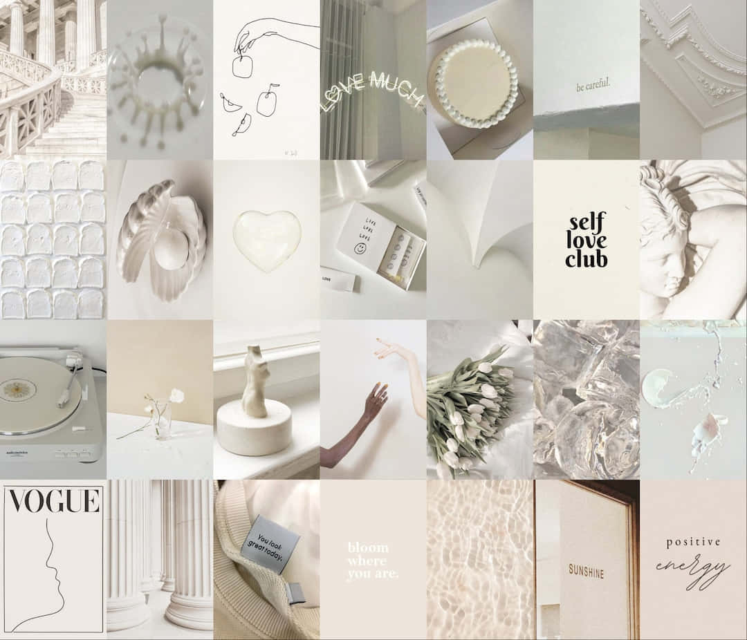 Beige Vanilla Aesthetic Collage Wallpaper