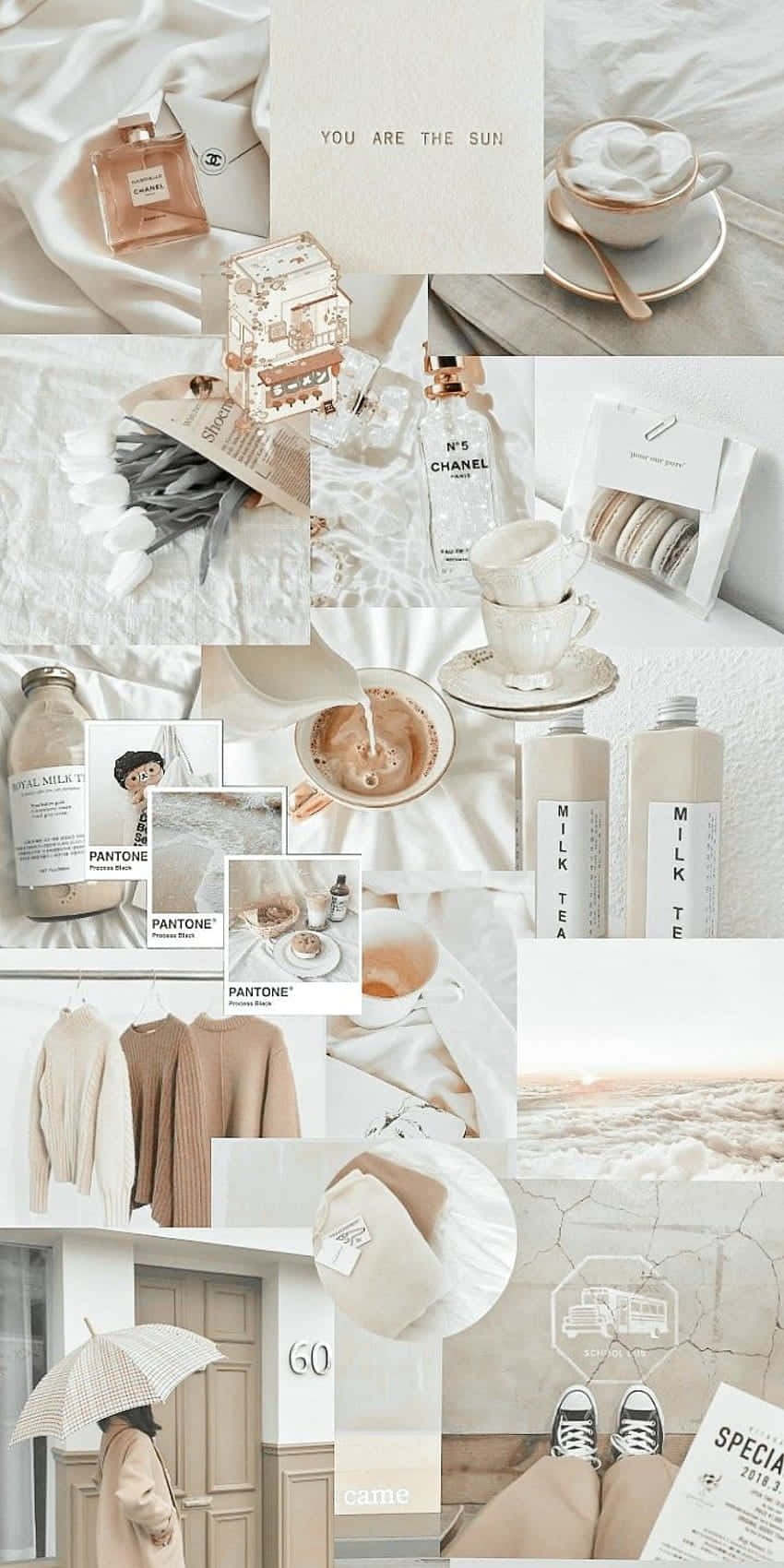 Beige Vanilla Aesthetic Collage Wallpaper