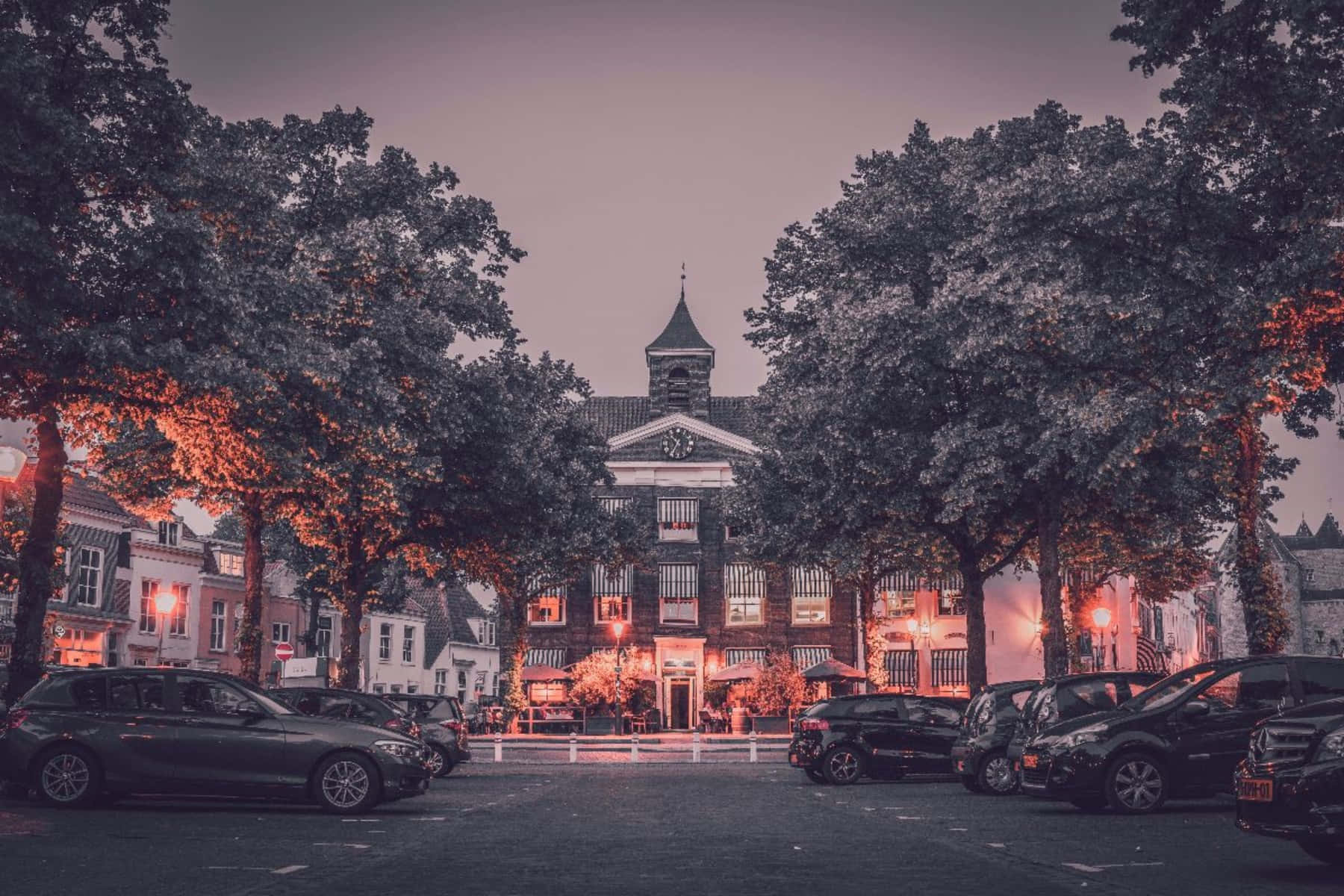 Bergen Op Zoom Twilight Town Square Wallpaper