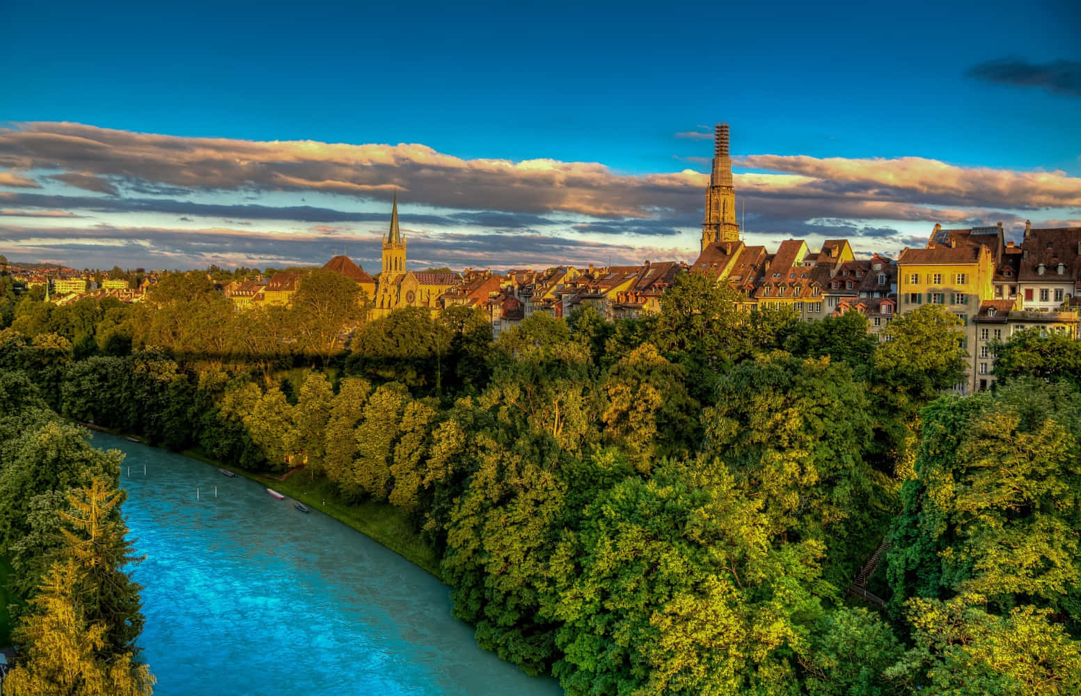 Bern Skyline At Dusk Wallpaper