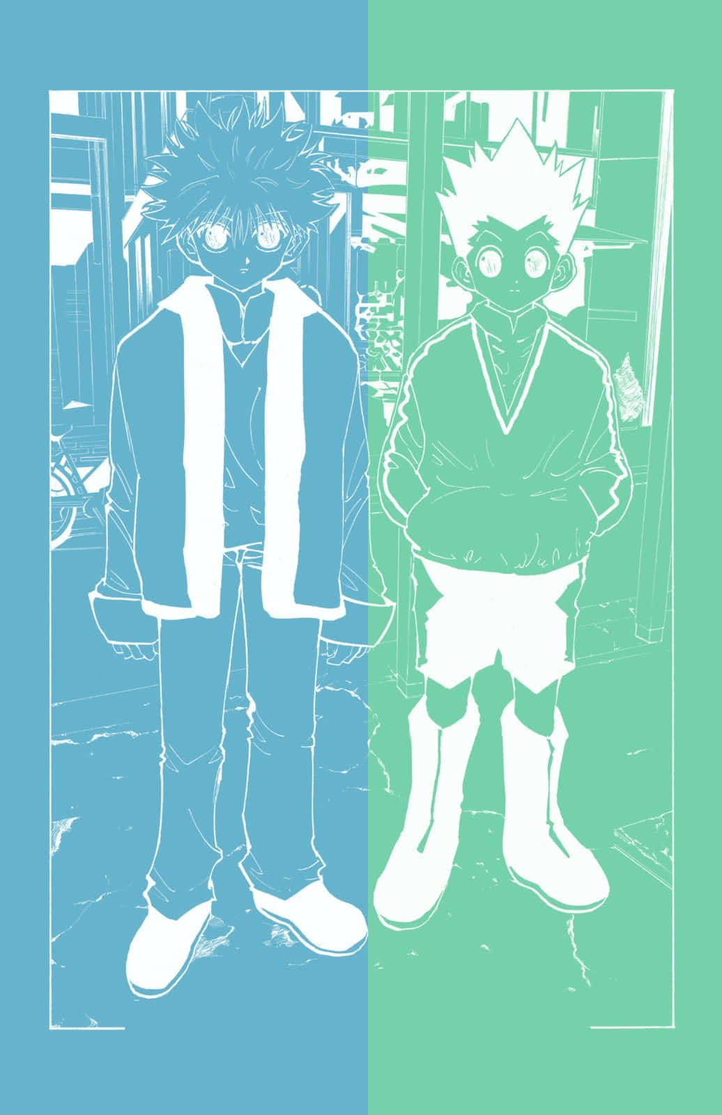 Best Friends Gon And Killua Enjoying A Phone Chat Wallpaper