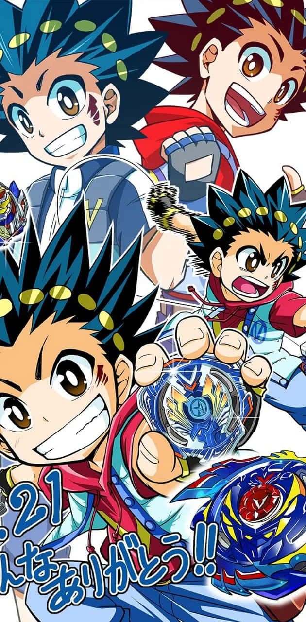 Beyblade Characters Valt Aoiand Friends Wallpaper