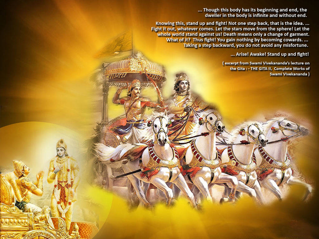 Bhagavad Gita Inspired Art Of Swami Vivekananda Wallpaper