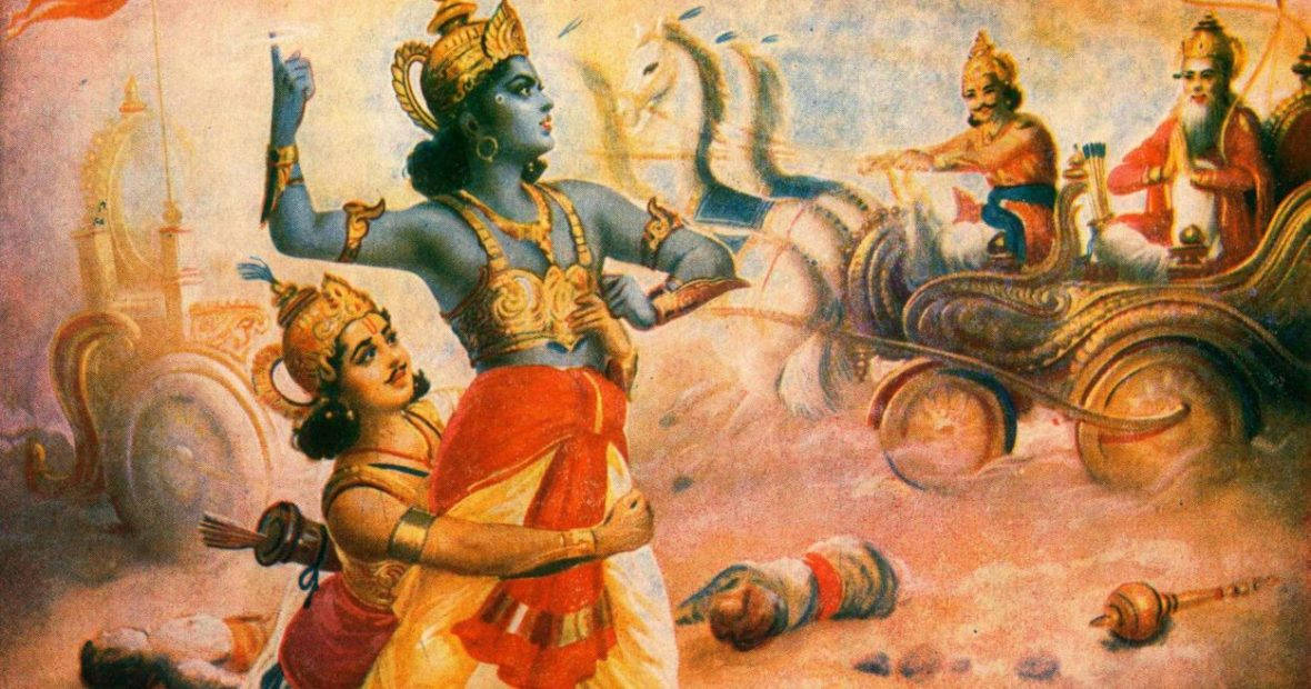 Bhagavad Gita Lord Brahma And Lord Krishna Wallpaper