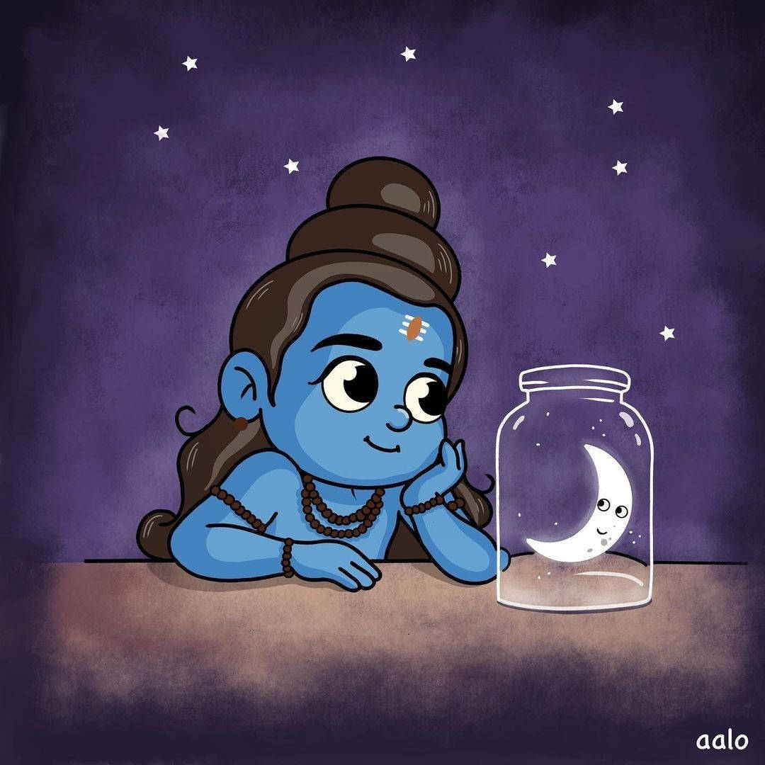 Bhole Baba Moon In Jar Wallpaper