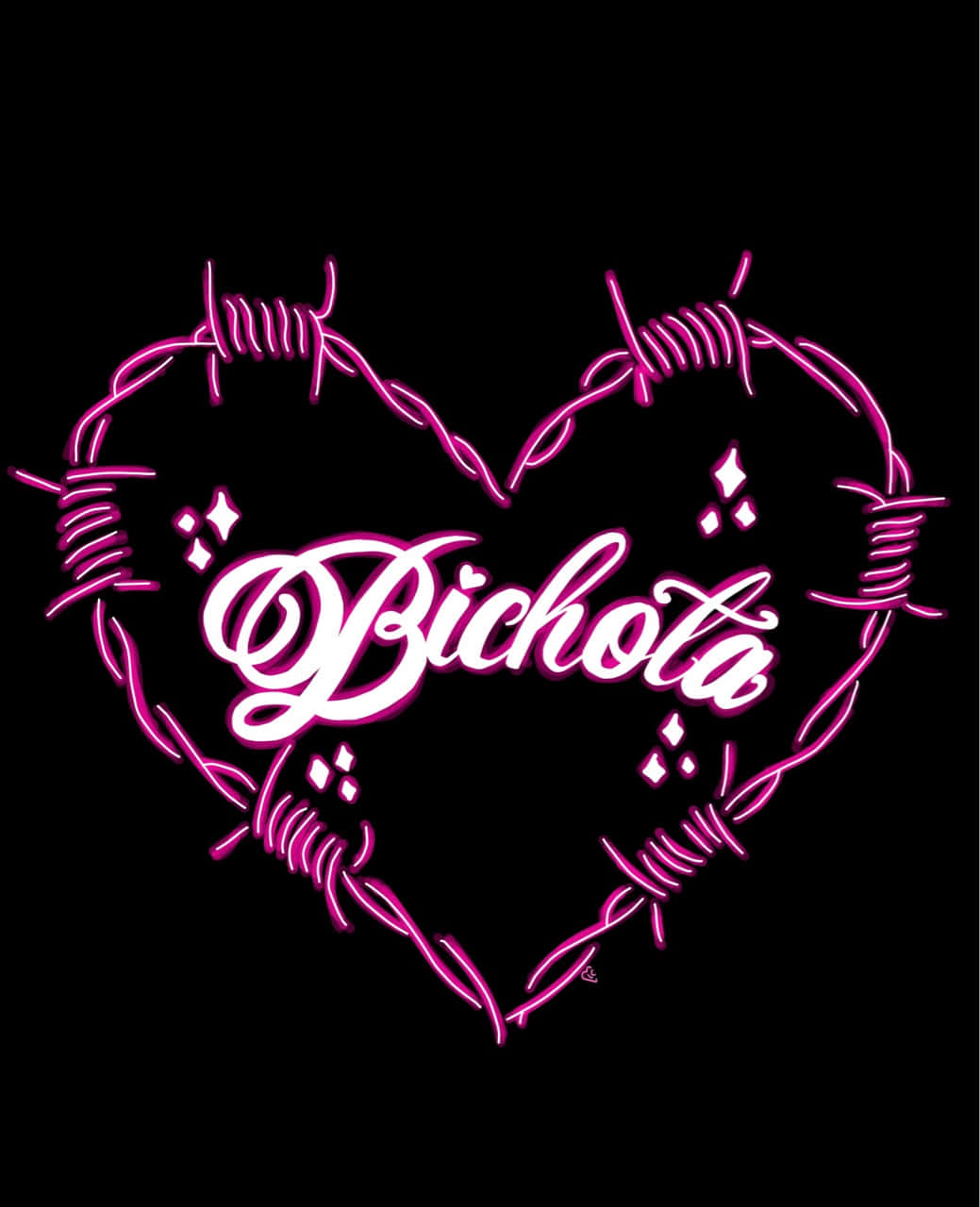 Bichota Neon Heart Graphic Wallpaper