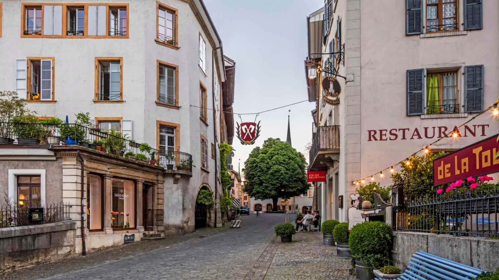 Biel Bienne Historic Cobblestone Street Wallpaper