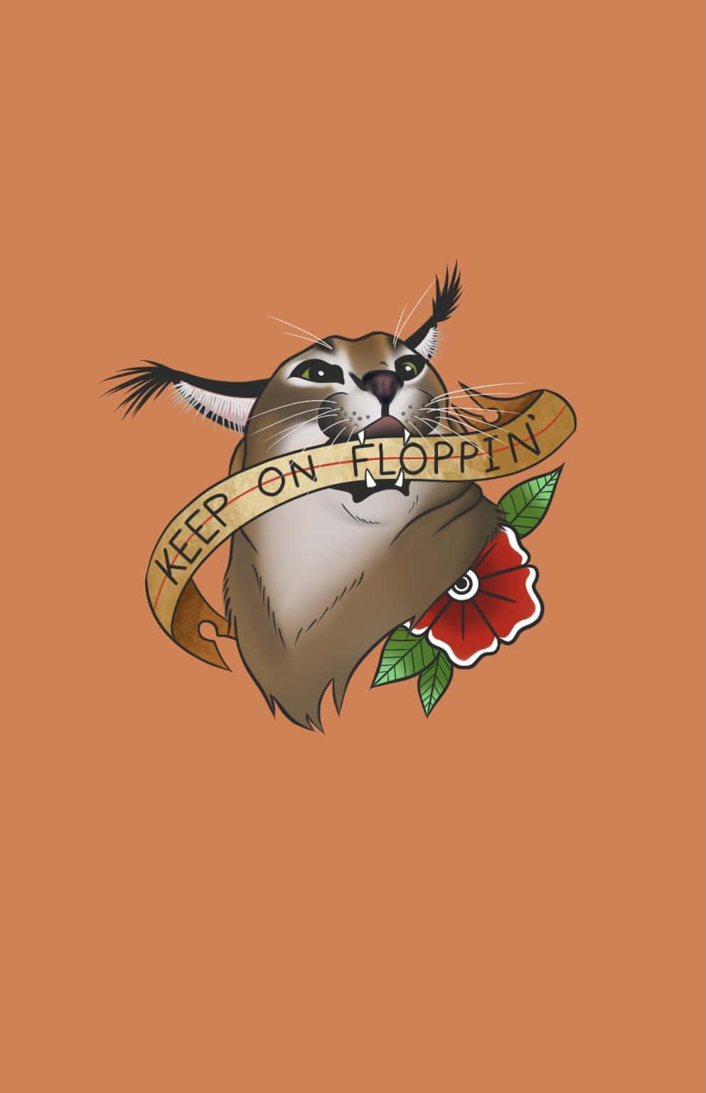 Big Floppa Keep On Floppin Illustration Wallpaper