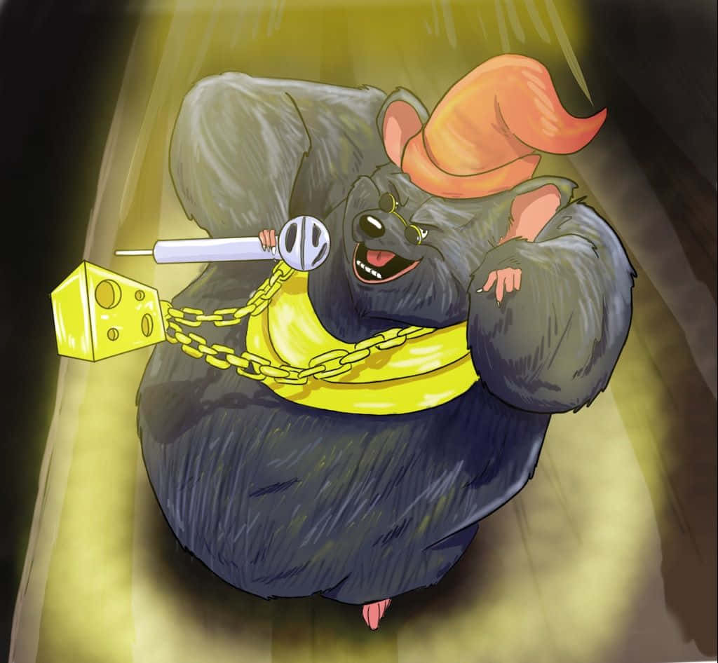 Biggie Cheese Hip Hop Mouse Illustration Wallpaper