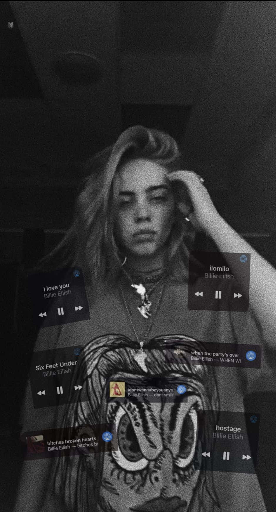 Billie Eilish Music Overlay Portrait Wallpaper