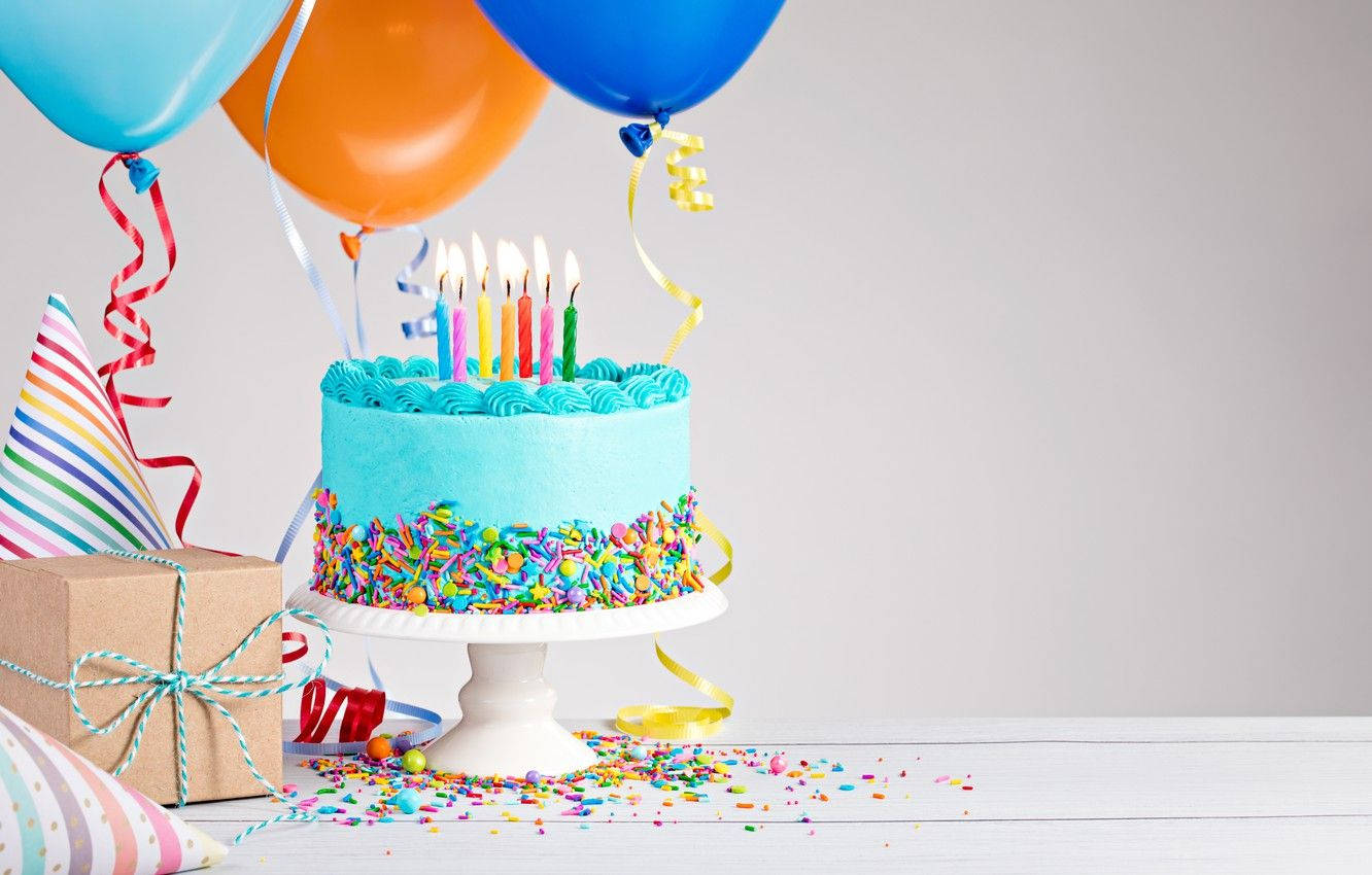 Birthday Cake With Blue Icing Wallpaper