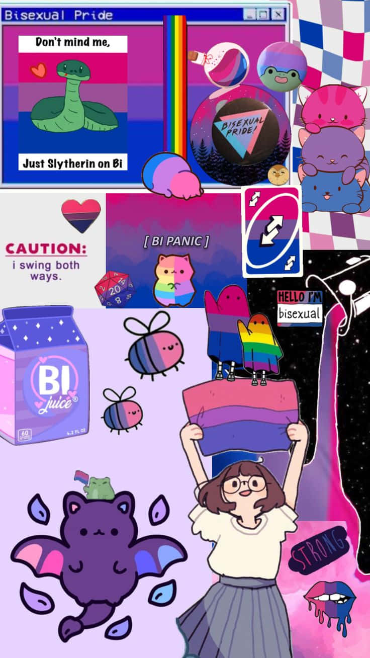 Bisexual Pride Collage Wallpaper