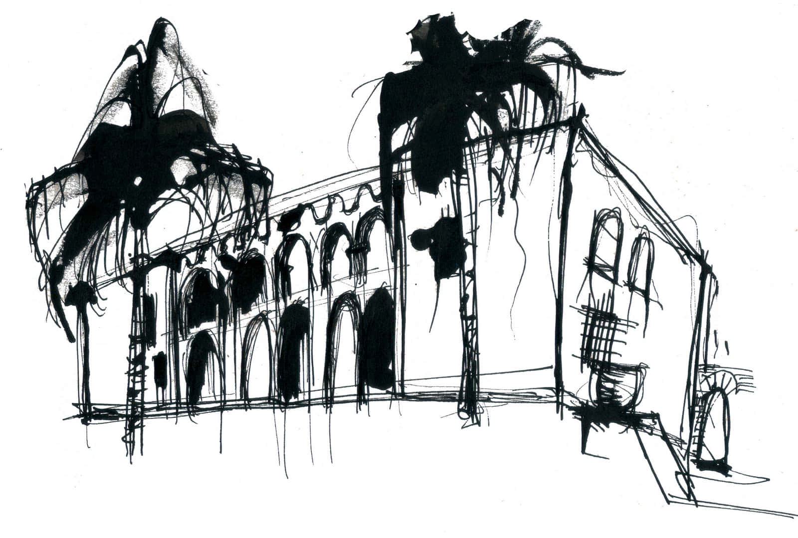 Black And White Drawing Of Alcazar De Colon Wallpaper