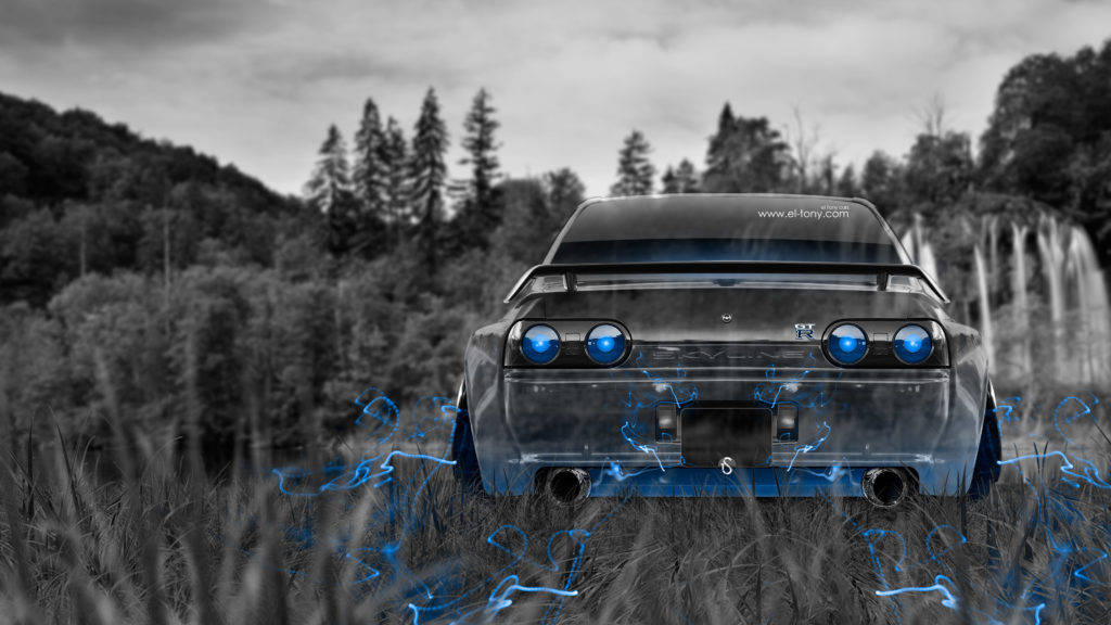 Black-and-white Nissan Skyline Car Wallpaper