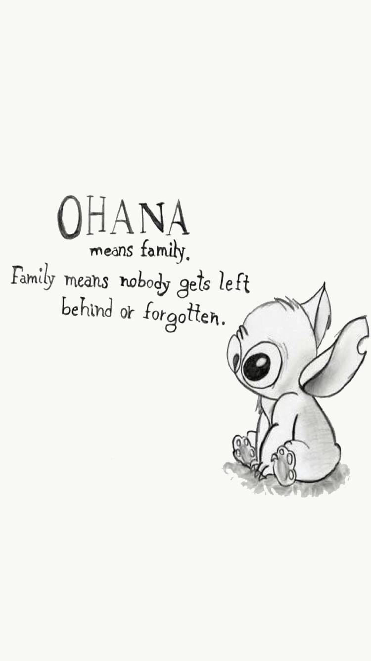 Black And White Stitch Ohana Wallpaper