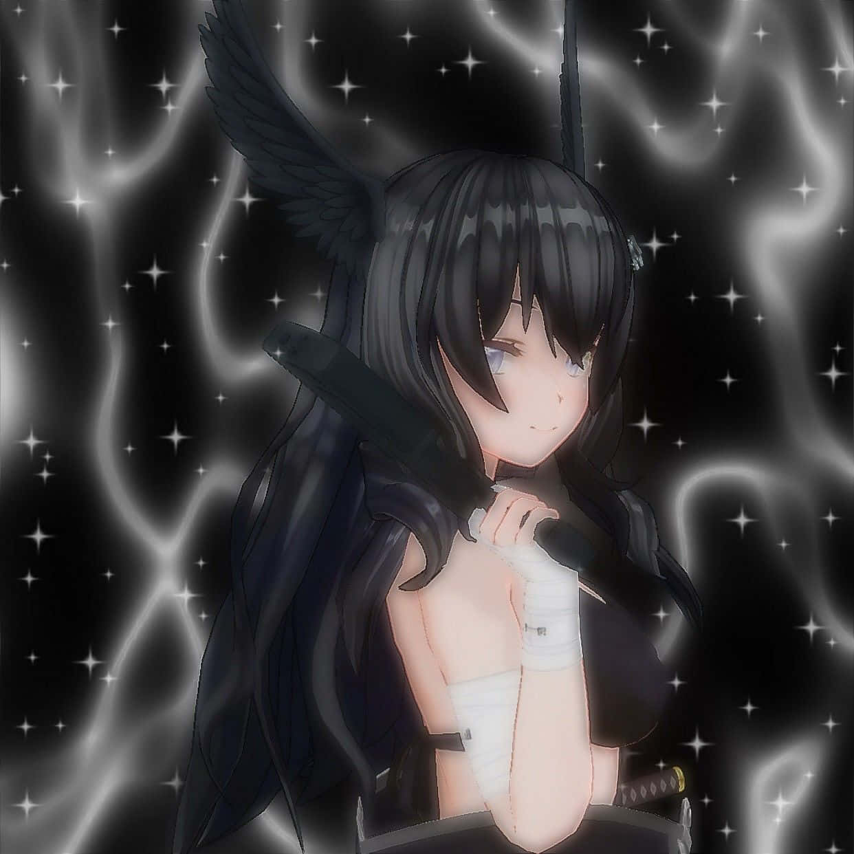 Black Angel Girl Edgy Pfp Wallpaper