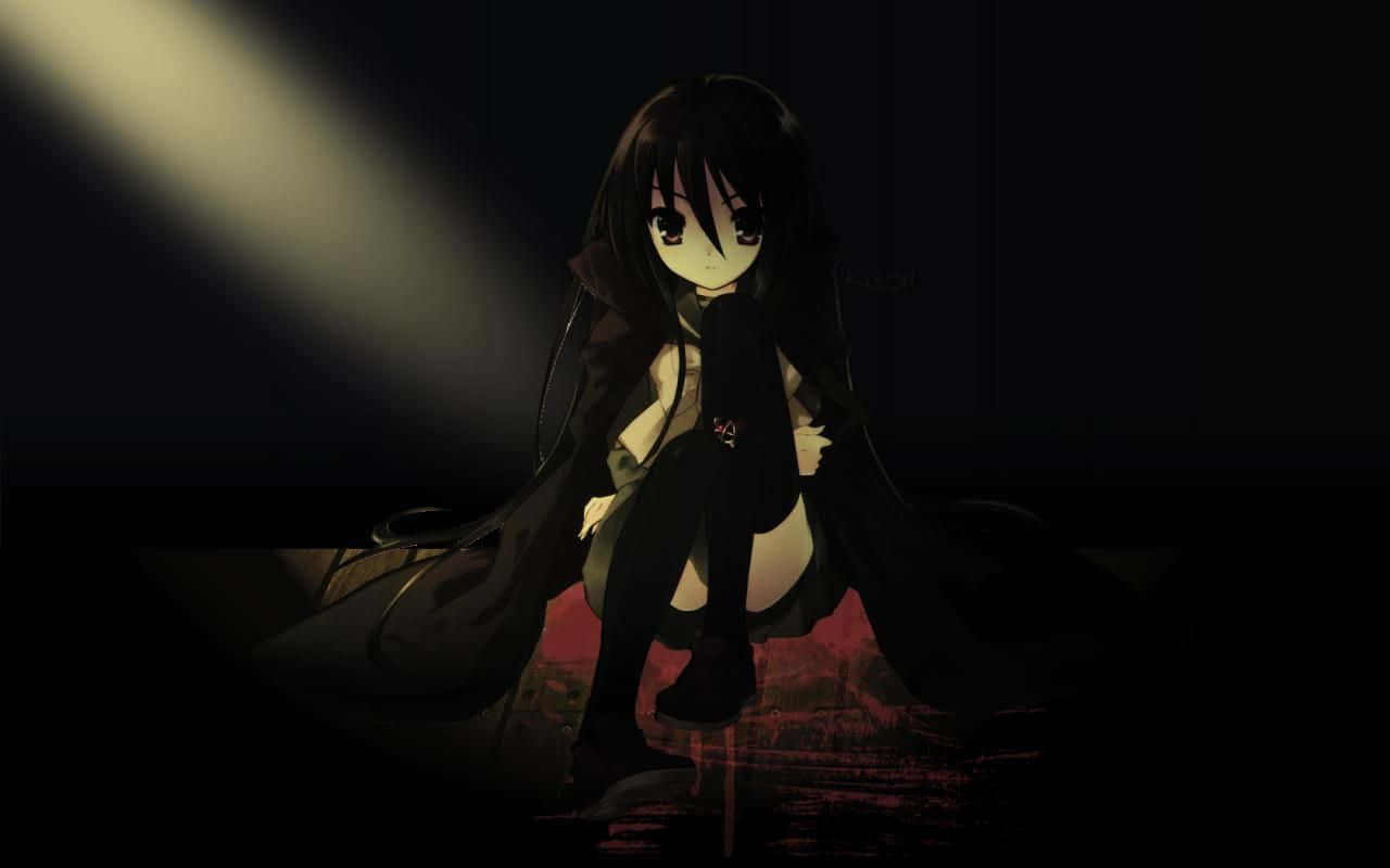 Black Anime Pfp Girl With Blood Wallpaper