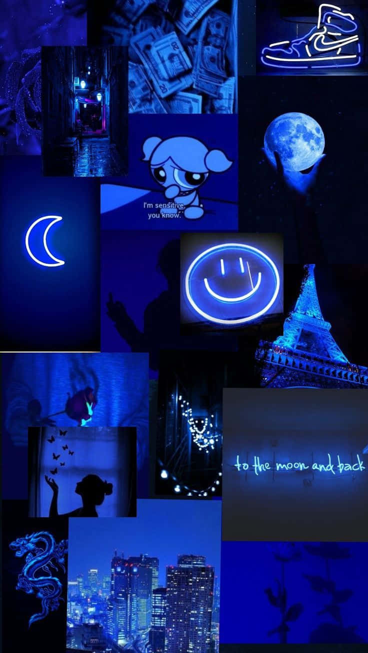 Black Blue Aesthetic Collage Wallpaper