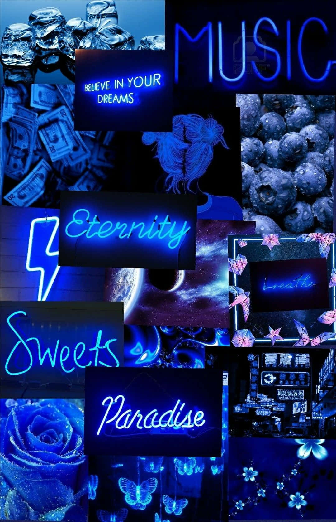 Black Blue Aesthetic Collage Wallpaper