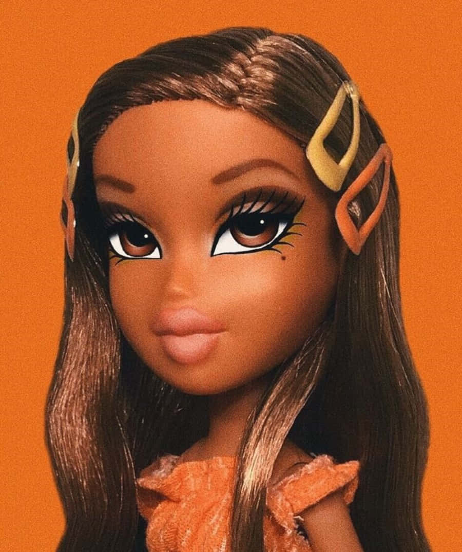 Black Bratz Aesthetic Sasha Orange Background Wallpaper