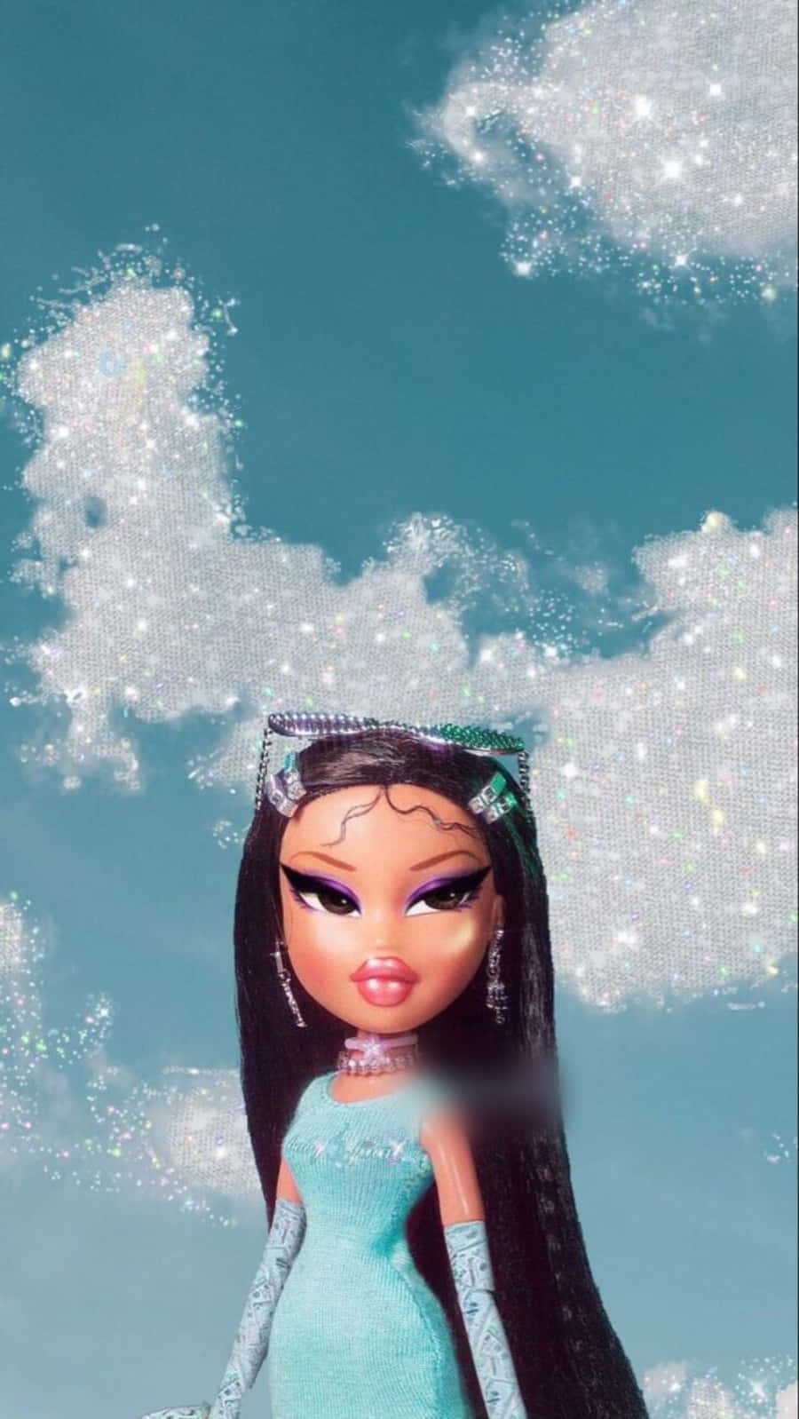 Black Bratz Aesthetic Sparkly Clouds Wallpaper