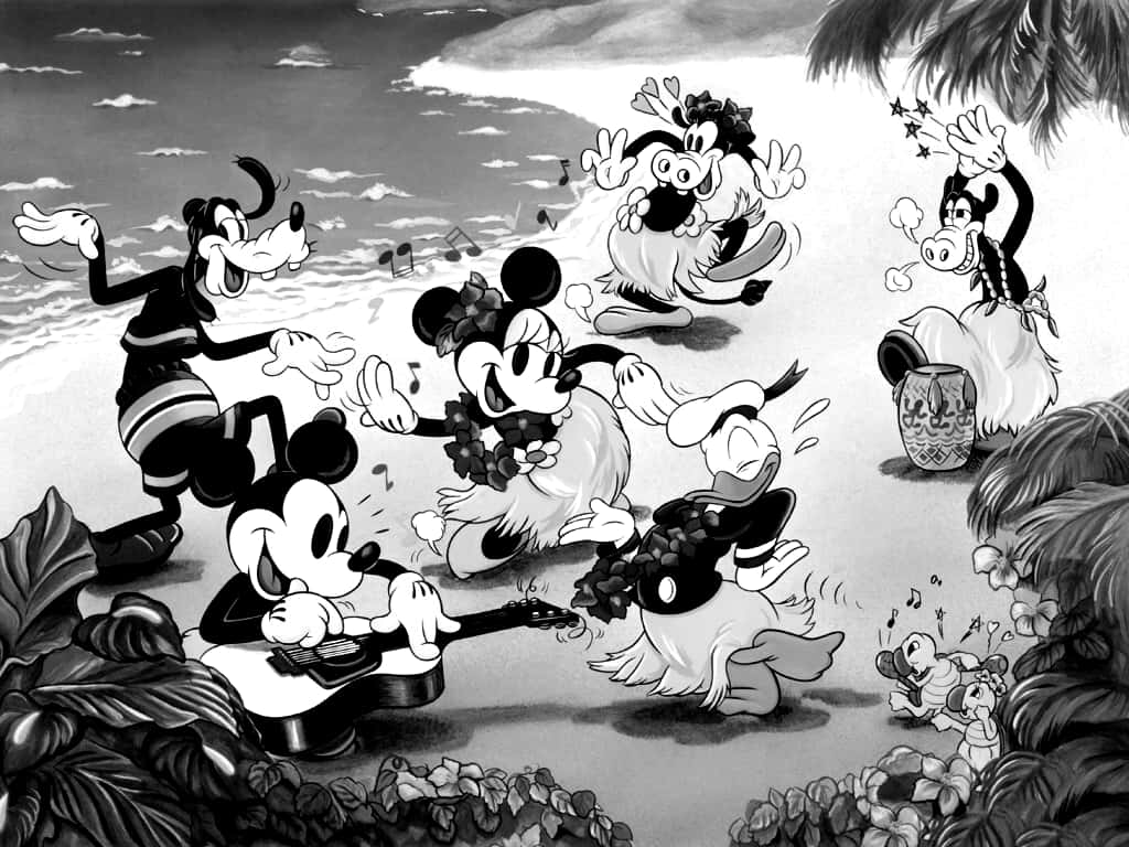 Black Cartoon Characters Mikey Mouse And Friends Wallpaper