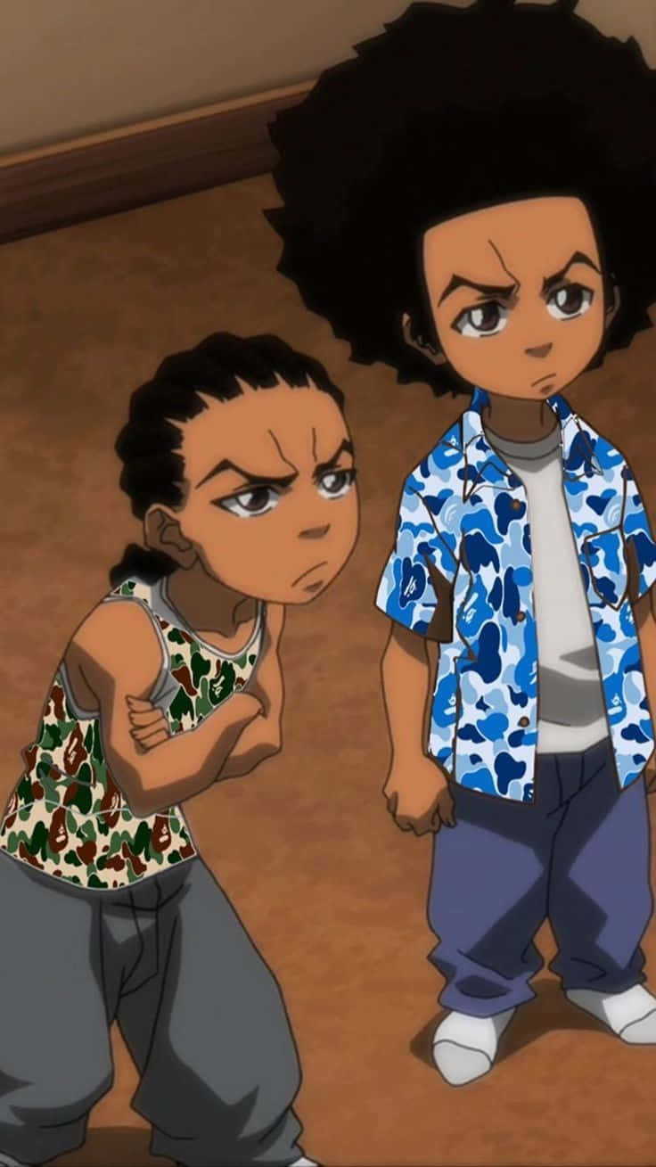 Black Cartoon Characters Riley And Huey Freeman Wallpaper