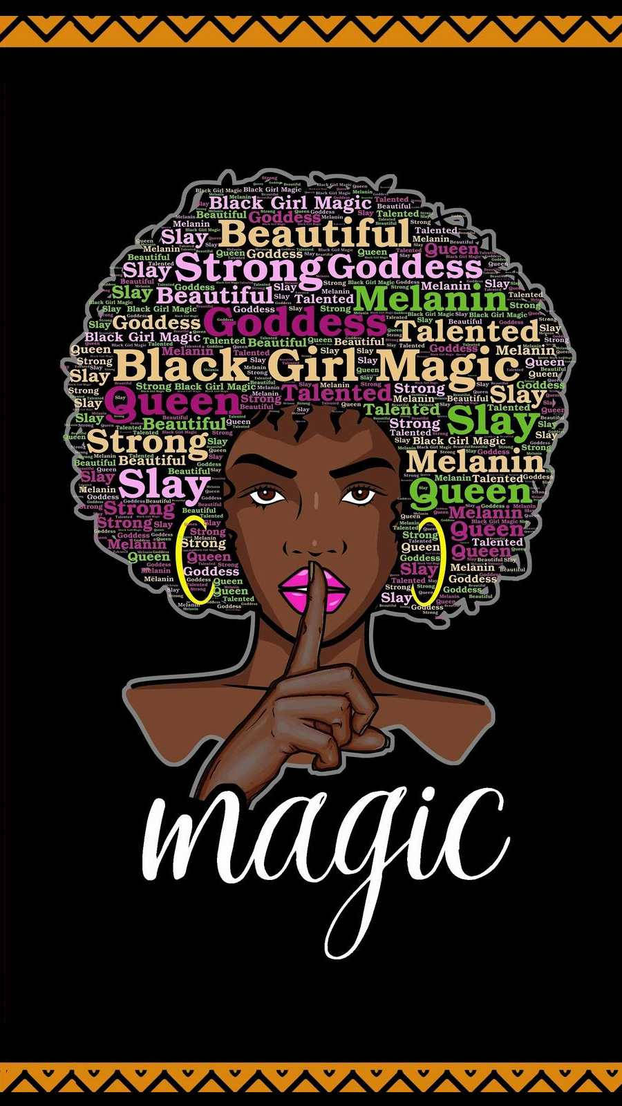 Black Cartoon Girl With Word Cloud Hair Wallpaper