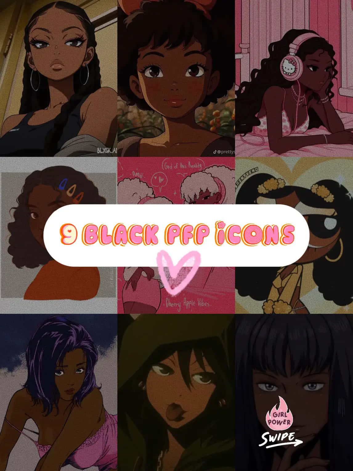 Black Cartoon P F P Icons Collection Wallpaper