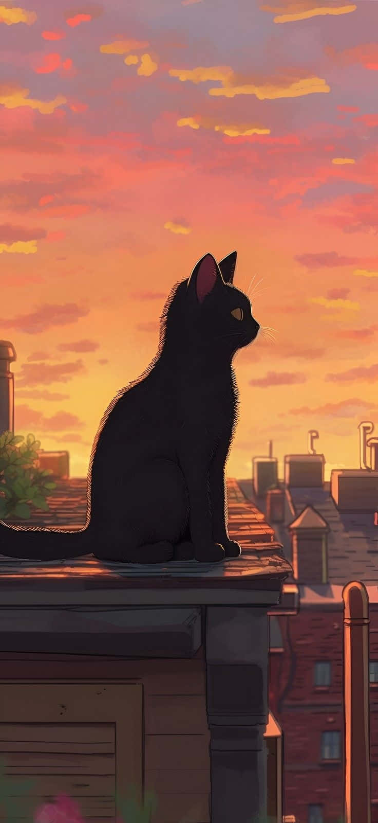 Black Cat Sunset Silhouette Aesthetic.jpg Wallpaper