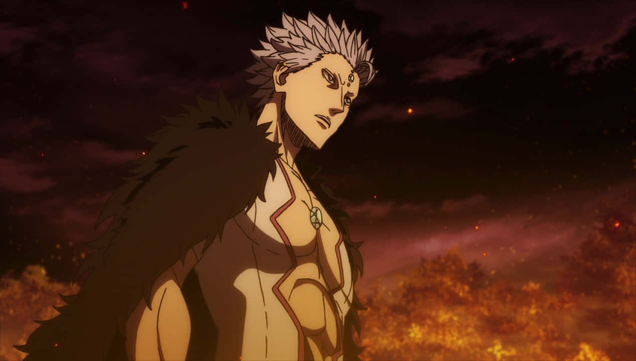 Black Clover Mars Standing Against Fire Background Wallpaper