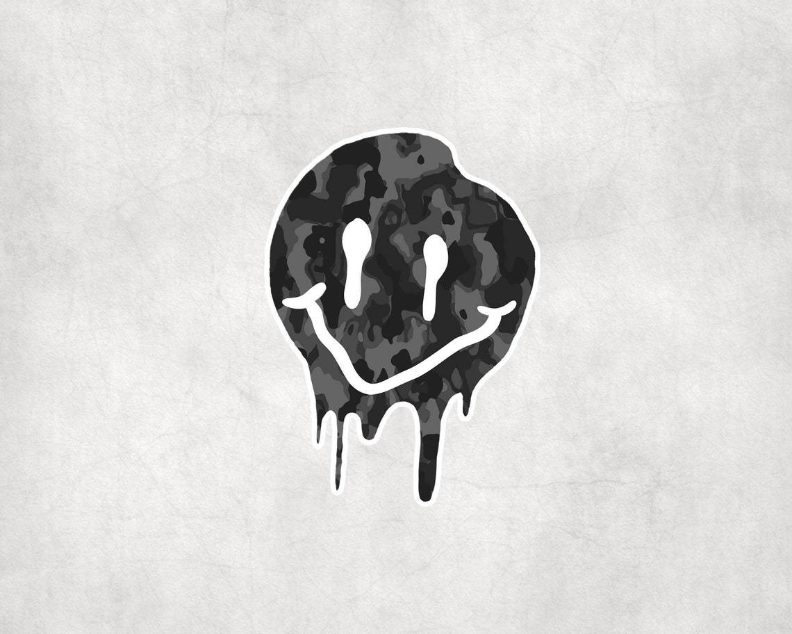 Black Drippy Smiley Face Wallpaper