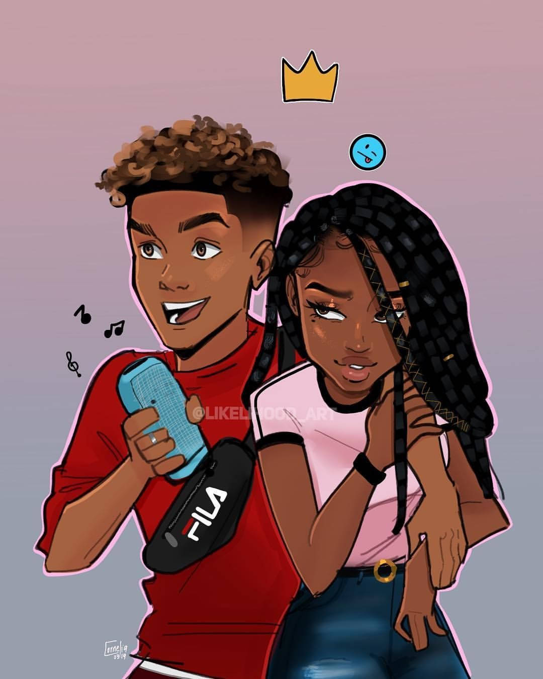 Black Girl Baddie With A Man Sharing A Crown Wallpaper