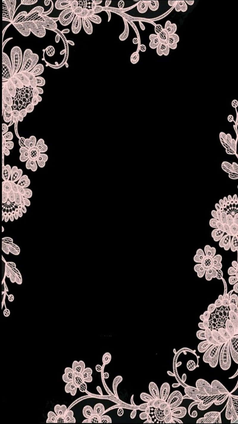 Black Girlyi Phone Floral Frame Wallpaper