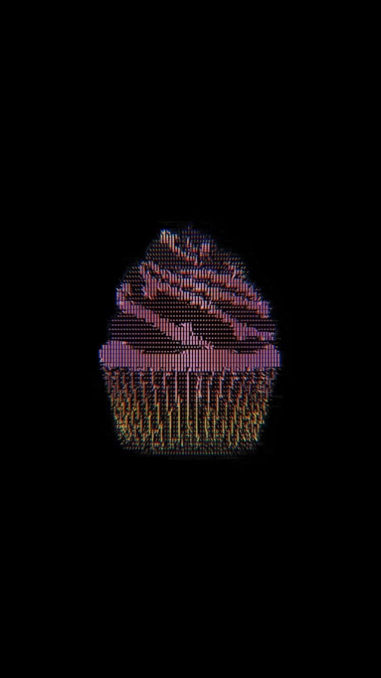 Black Glitch Cupcake Wallpaper