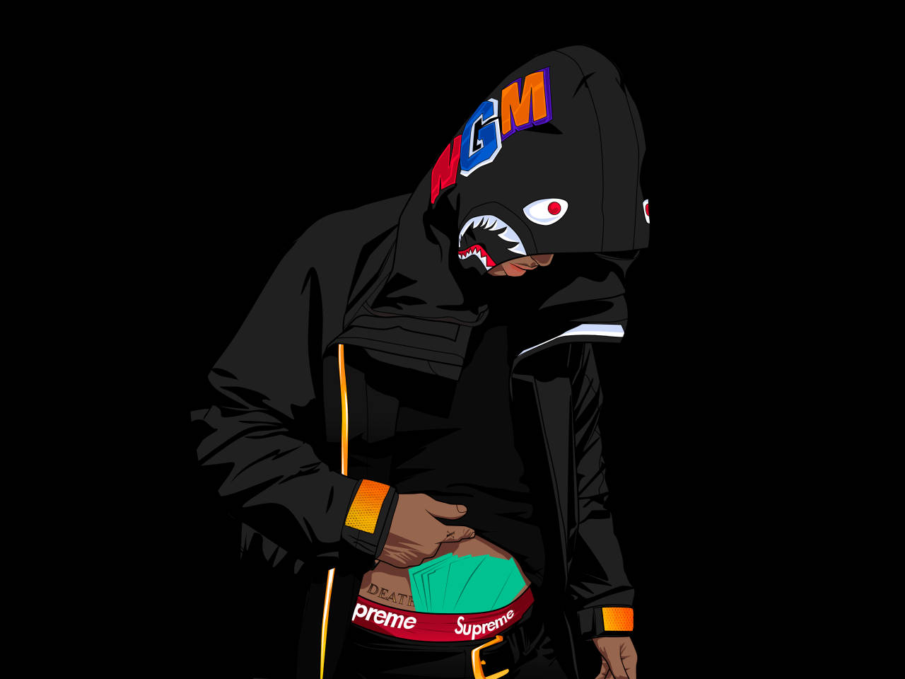 Black Graphic Hoodie Art Wallpaper