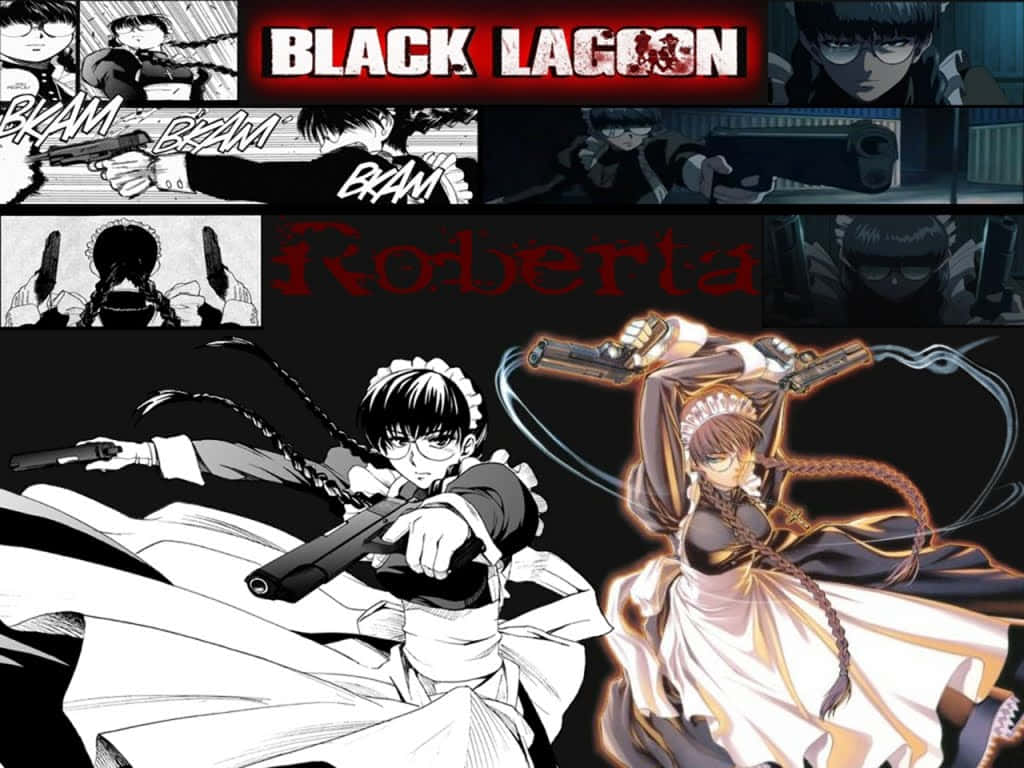 Black Lagoon Roberta Action Collage Wallpaper