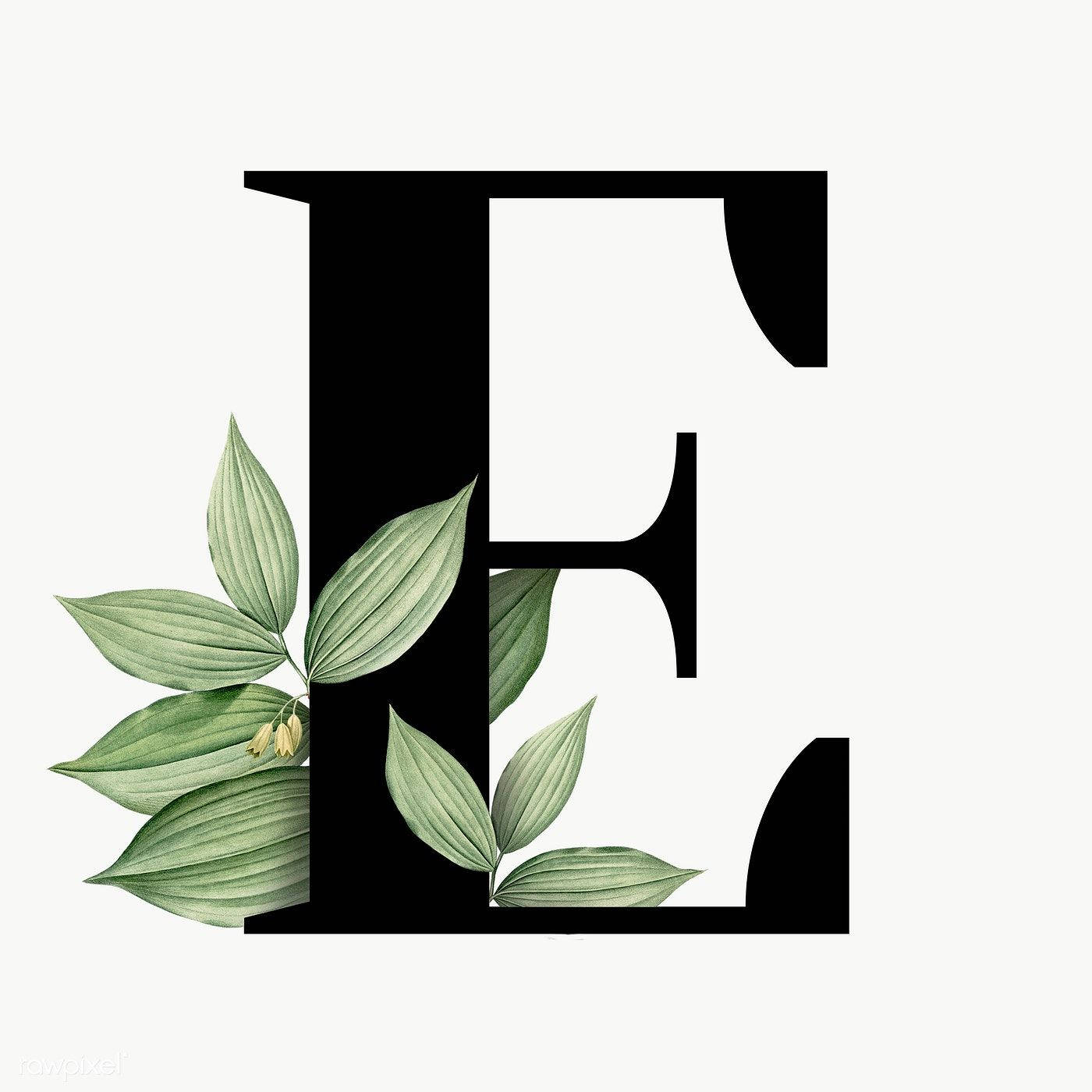 Black Letter E With Leaves Wallpaper