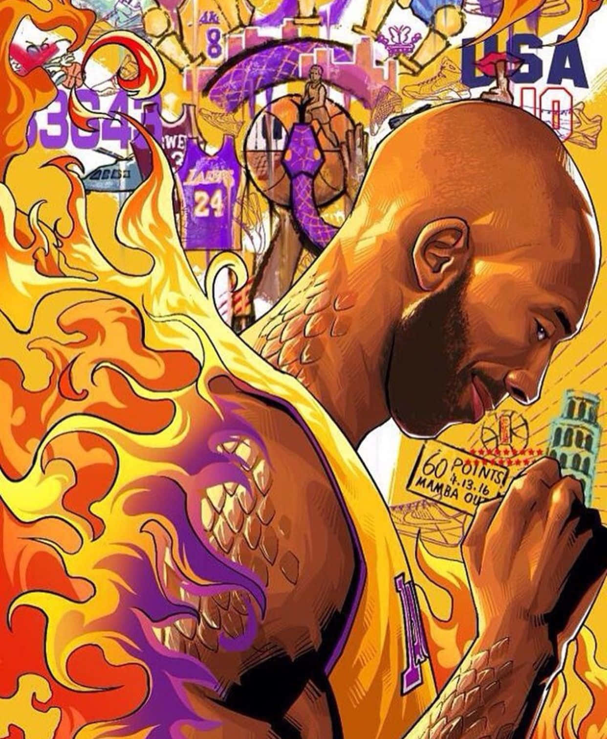 Black Mamba Kobe Cartoon Wallpaper