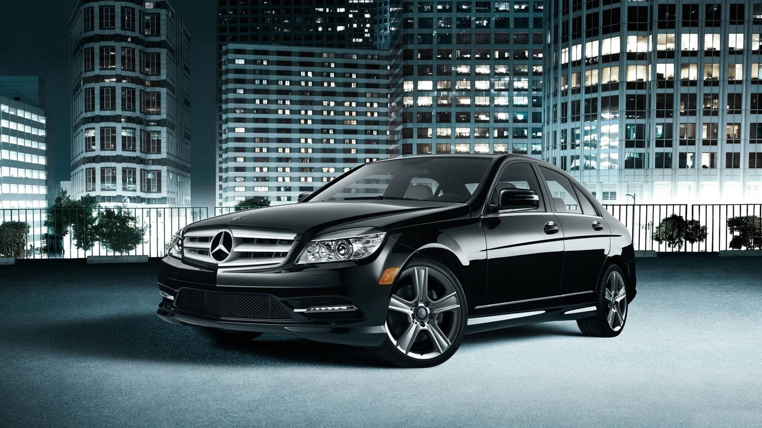 Black Mercedes-benz In The City Hd Wallpaper