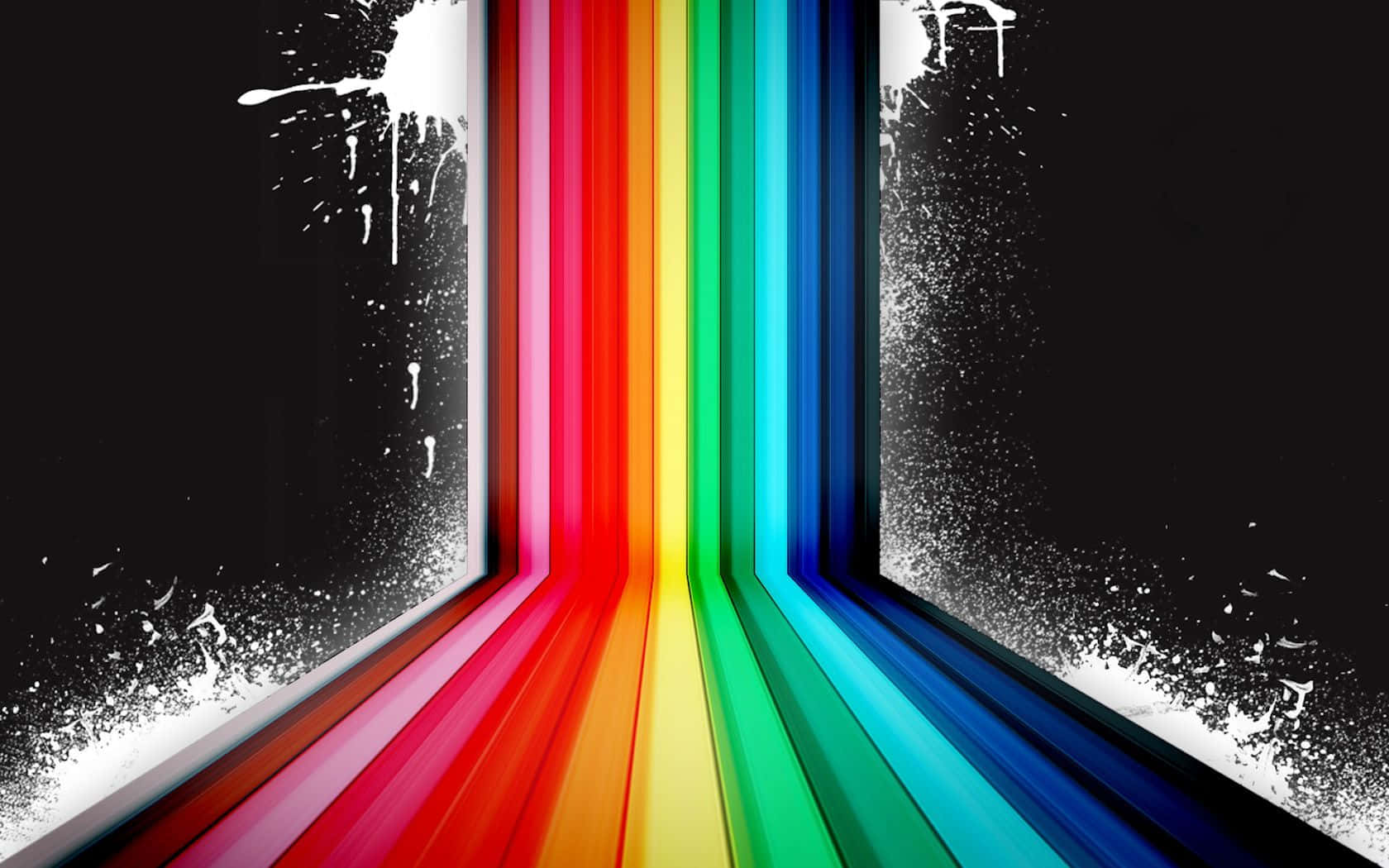 Black Rainbow White Splash Wallpaper