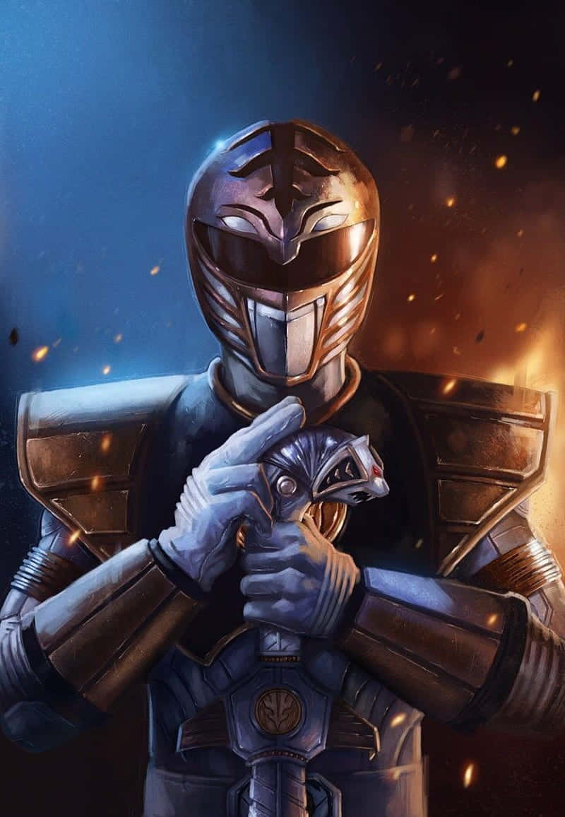 Black Ranger Holding Helmet Wallpaper