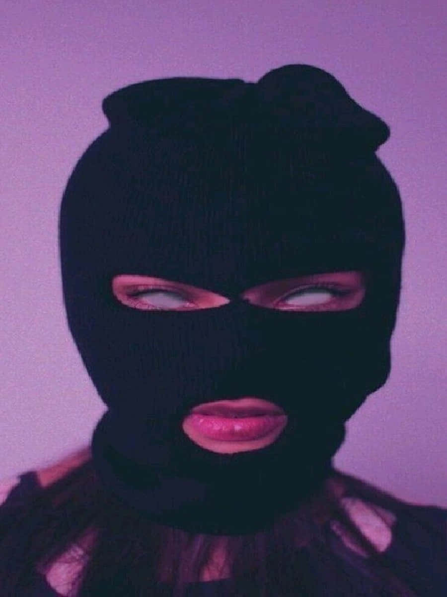 Black Ski Mask Girl With Fixed Eyes Wallpaper